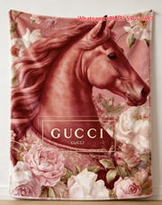 Gucci Crimson Stallion Horse Art throw Blanket IMG_2768